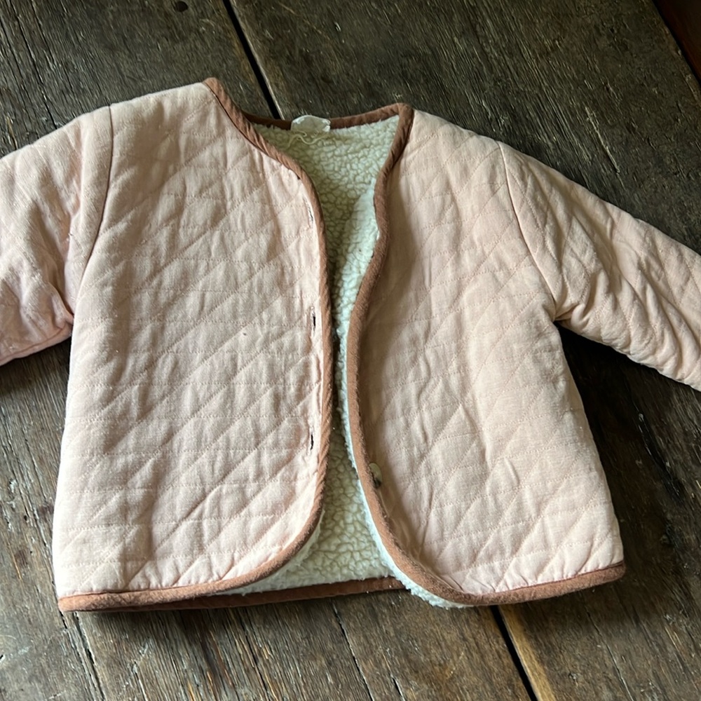 Apolina reversible cotton shearling pink embroidered jacket 2T 🌸
